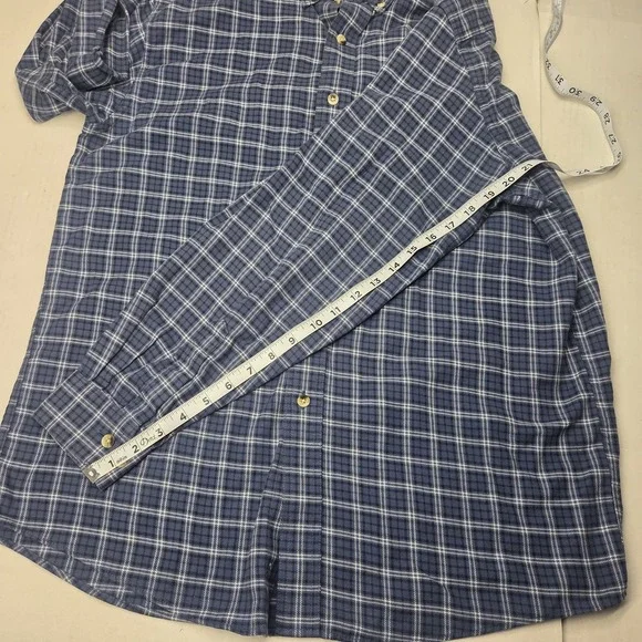 L.L. Bean Men Flannel Plaid Long Sleeve Button-Down Shirt Blue Size Medium - Picture 13 of 15